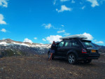 Muffin and the Range Rover Sport up an Alp